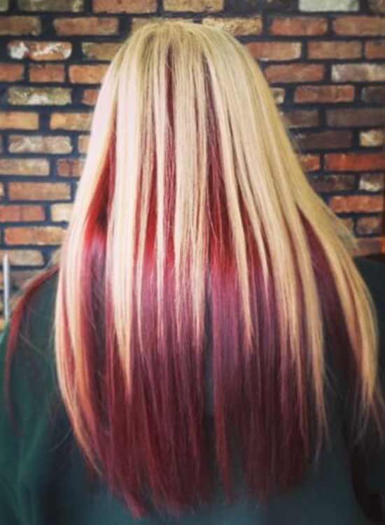 Red and blonde two tone hair idea