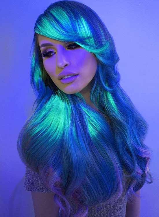 Blue glow in the dark Hair dye