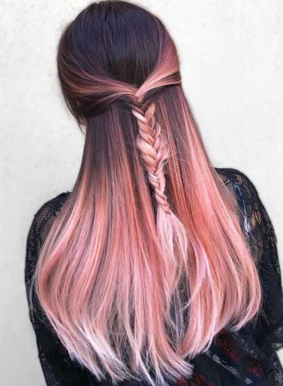 Long hair Pink rose gold