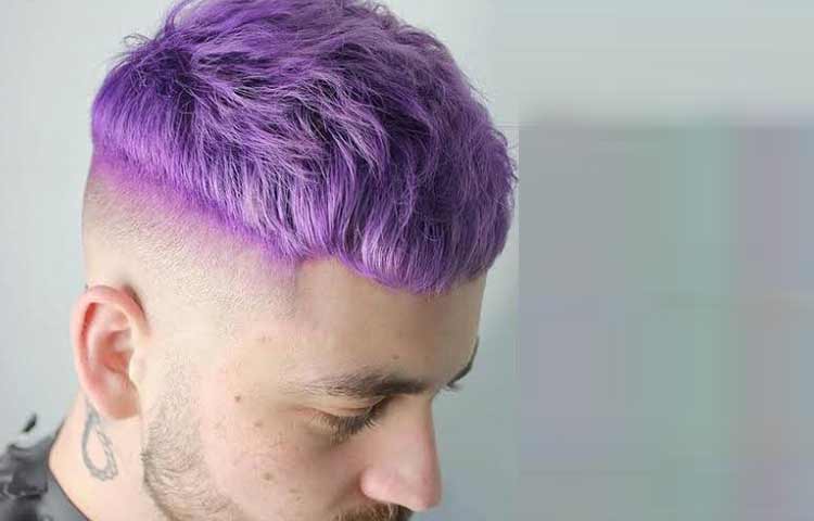 Men Buzz cut with purple hair
